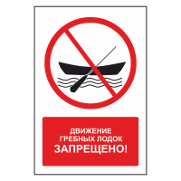 Знак безопасности "Движение гребных лодок запрещено"